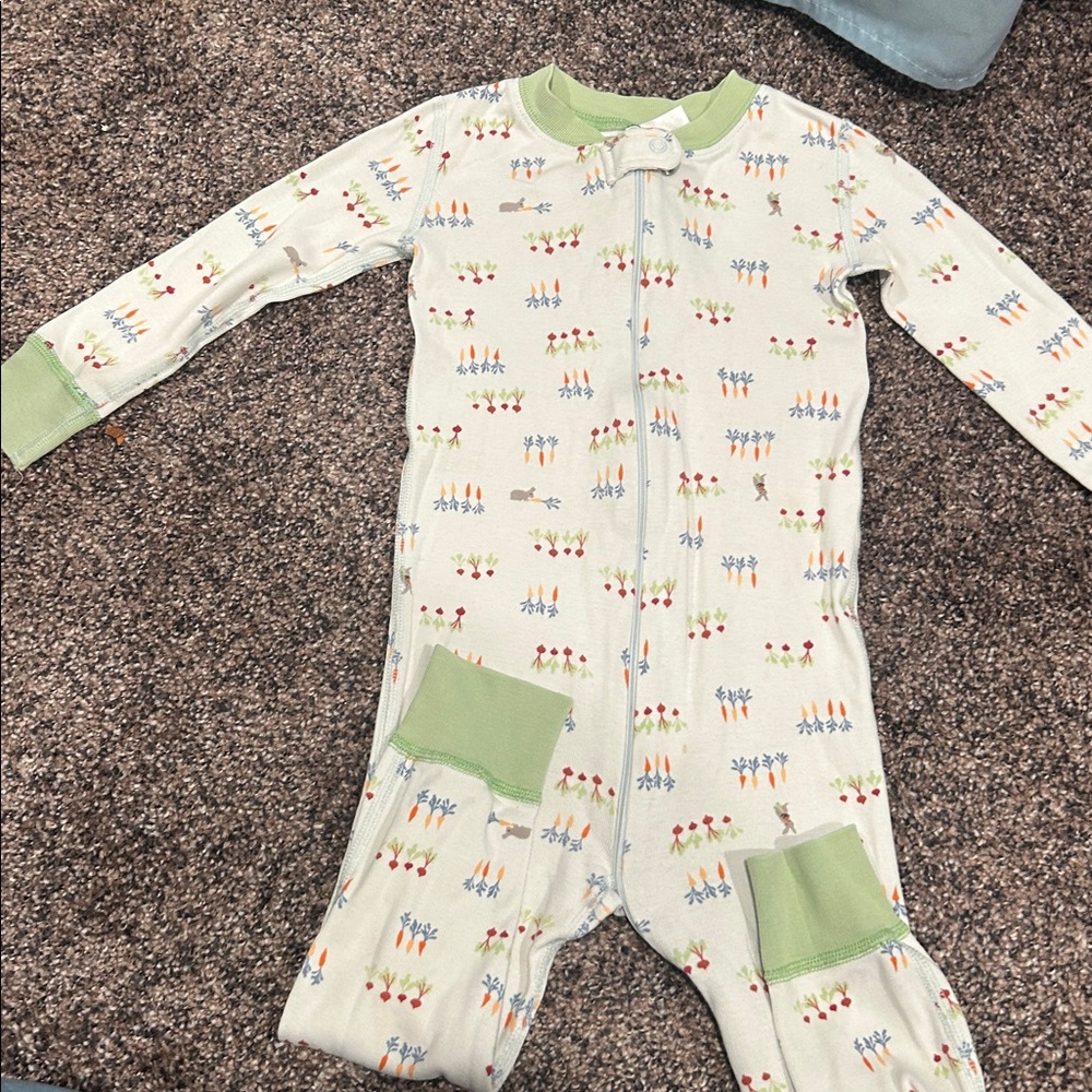 Hanna Andersson White and Green Kids Footie